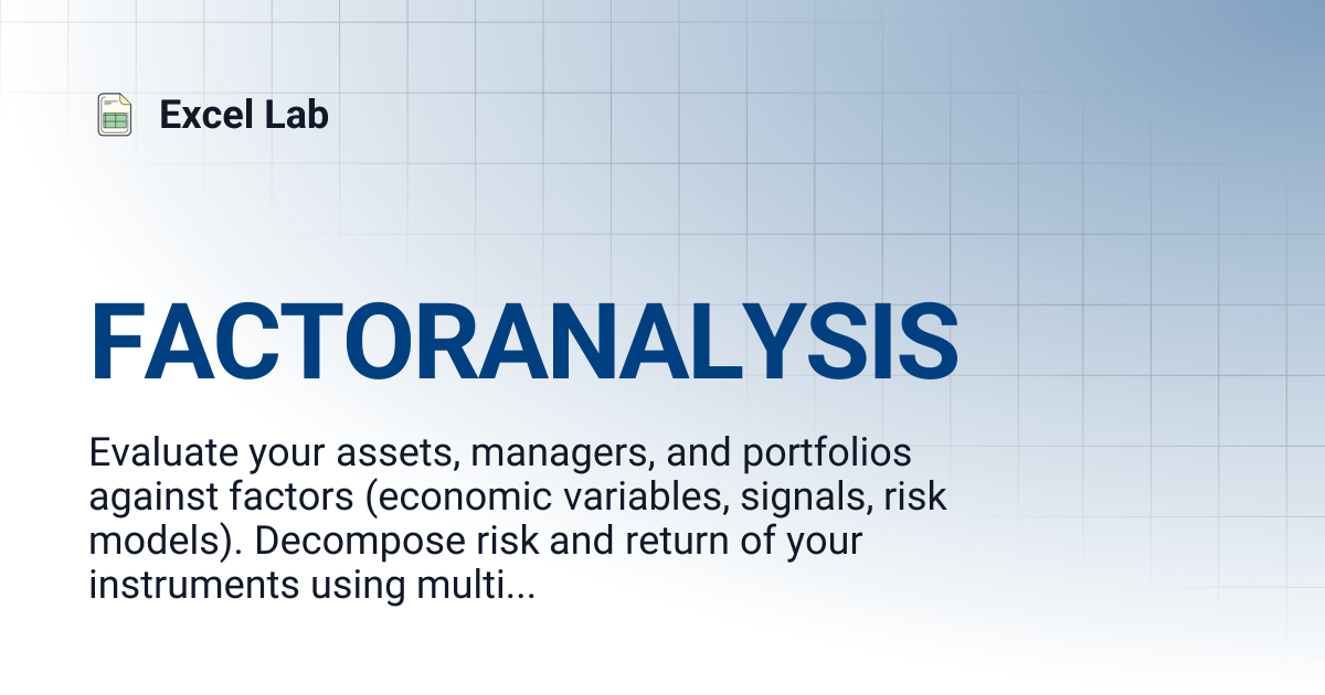 FACTORANALYSIS | Excel Lab