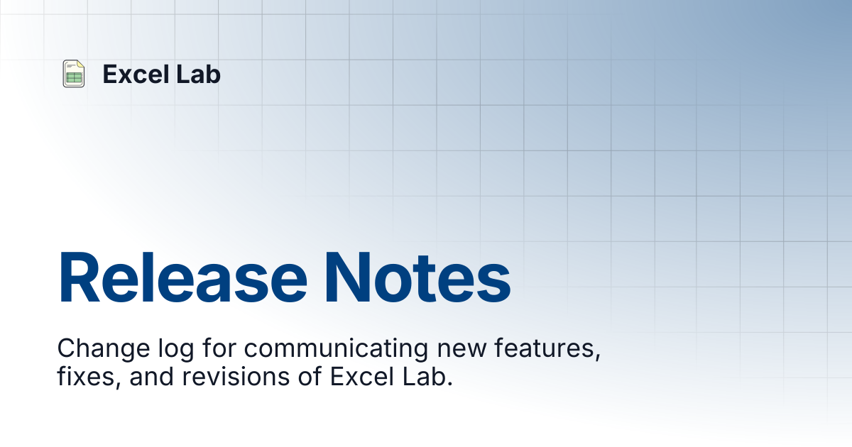 Release Notes | Excel Lab