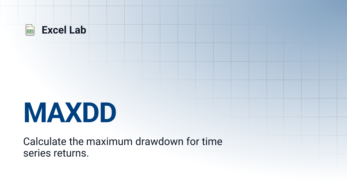 MAXDD | Excel Lab